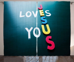 He Loves You Phrase Colorful Curtain