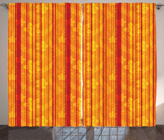 Vertical Stripes Floral Curtain