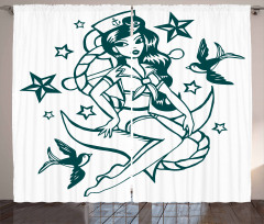 Pin-up Girl Sailor Suit Curtain