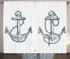 Vintage Sketch of Anchor Curtain