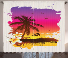 Tropical Beach Sunset Curtain
