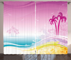 Fantasy Beach Island Coast Curtain