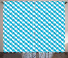 Aqua Stripes Diagonal Curtain