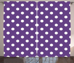 White Polka Dots Retro Curtain