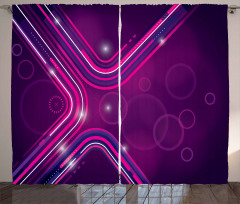 Purple Lines Circles Curtain