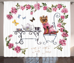 Terrier in Pink Dress Curtain