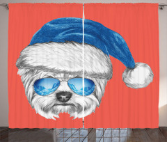Blue Santa Hat Funny Curtain