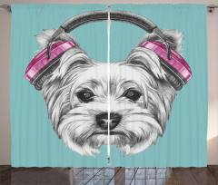 Headphones Music Dog Curtain