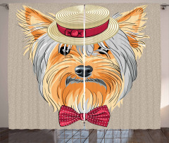 Hipster Gentleman Dog Curtain