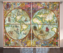 Vintage World Map Curtain