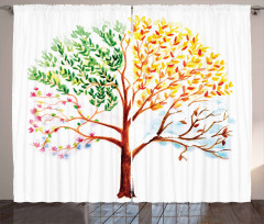 Tree Seasons Nature Curtain