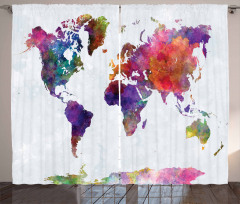 Colorful World Map Curtain