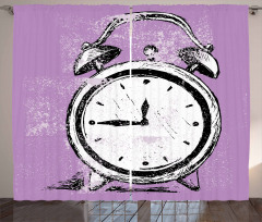 Retro Alarm Clock Grunge Curtain