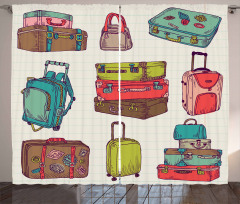 Colorful Suitcases Curtain
