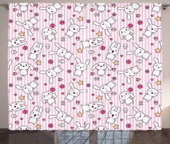 Loveable Bunnies Faces Curtain