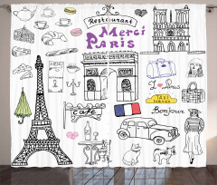 Eiffel Tower Beret Taxi Curtain