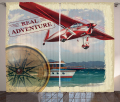 Coastline Red Plane Curtain