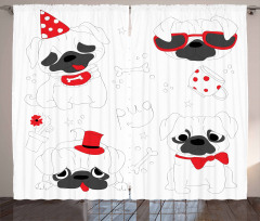 Happy Sad Cool Dogs Pug Curtain