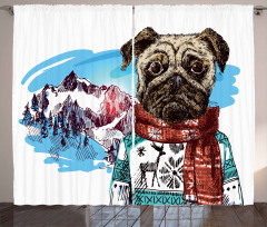Sketch Style Dog Doodle Curtain