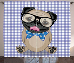 Nerdy Glasses Bow Tie Dog Curtain