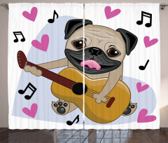 Dog Playing Guitar Singing Curtain