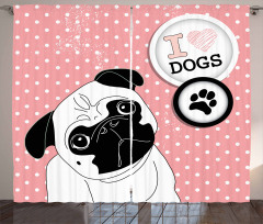 I Love Dogs Paw Print Logo Curtain