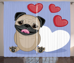 Happy Dog with Hearts Curtain
