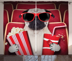 Dog Watching Movie Popcorn Curtain