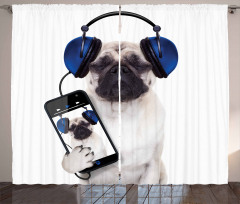 Music Listening Dog Phone Curtain