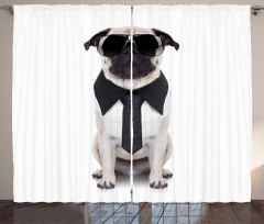 Cool Dog with Tie Glasses Curtain