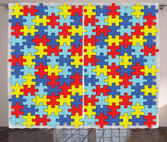 Colorful Puzzle Pieces Curtain