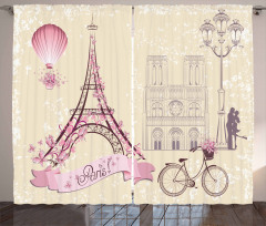 Floral Paris Eiffel Curtain