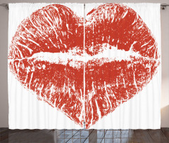 Heart Shaped Lipstick Mark Curtain