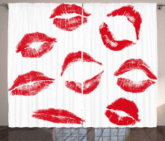 Different Red Kiss Marks Curtain