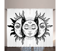 Monochrome Sun and Moon Curtain