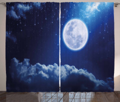 Full Moon Falling Stars Curtain