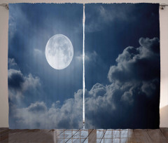 Night Skyline Full Moon Curtain