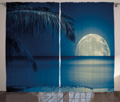 Blue Tropical Beach Image Curtain