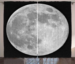 Monochrome Full Moon Art Curtain