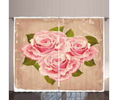 Pink Bouquet of Flowers Curtain