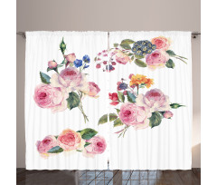 English Wild Roses Bouquet Curtain