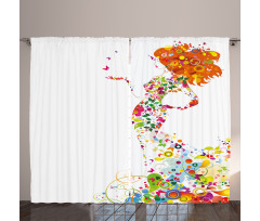 Summer Lady Silhouette Curtain