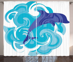Waves Aqua Life Nature Curtain