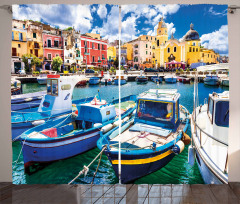 Colorful Procida Island Curtain