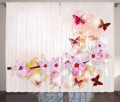 Floral Art Butterflies Curtain