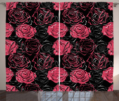 Ombre Rose Blooom Art Curtain