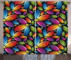 Colorful Flowers Vintage Curtain