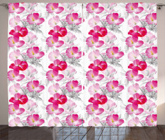 Watercolor Poppy Romance Curtain