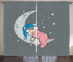 Baby Sleeping on the Moon Curtain