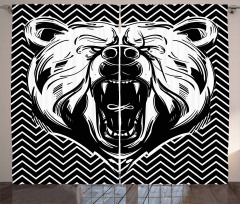 Scary Roar on Zigzag Lines Curtain